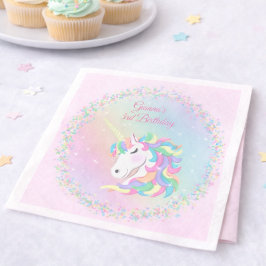 Guardanapo De Papel Pastel Rainbow Sparkle Magical Unicorn Birthday 