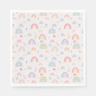 Guardanapo De Papel Pastel Rainbows Girly Wildflower & Hearts
