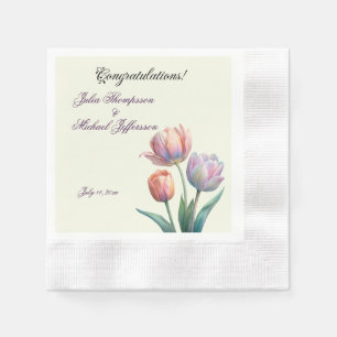 Guardanapo De Papel Pastel romântico e poético Tulipas Aquarela