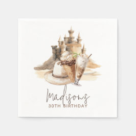 Guardanapo De Papel Pastel Sand Elegant Beach Party Personalizado