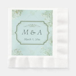 Guardanapo De Papel Pastel Teal White Flowers Casados Napkins Cozinhad