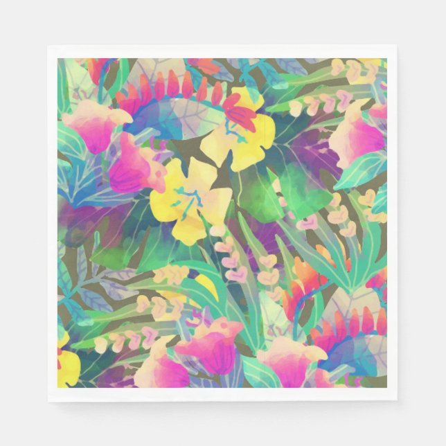 Guardanapo De Papel Pastel Tropical Flowers (Frente)
