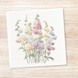 Guardanapo De Papel Pastel Whimsical Sweet Pea Flowers Coctail