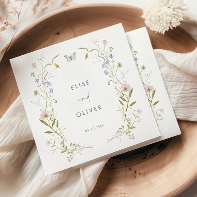 Guardanapo De Papel Pastel Wildflower Frame Weding (Criador carregado)