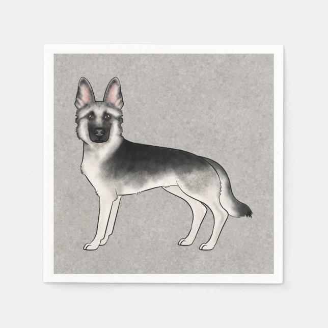 Guardanapo De Papel Pastor Alemão Silver Sable Cute Cartoon Cão GSD (Frente)