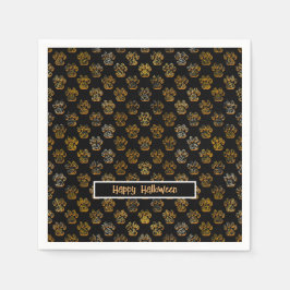 Guardanapo De Papel Pata Animal Silhouette Halloween Pawty Black