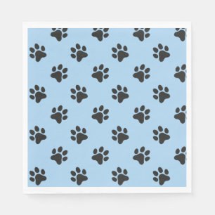 Guardanapo De Papel Pata branca preta de cão azul