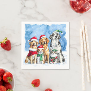 Guardanapo De Papel Patas Nevadas Festivo Fofo Natal Animais de Estima