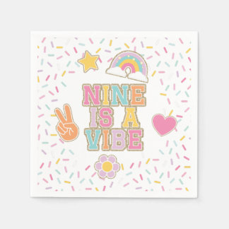 Guardanapo De Papel Patch Preppy Nine é um Vibe 9º aniversário