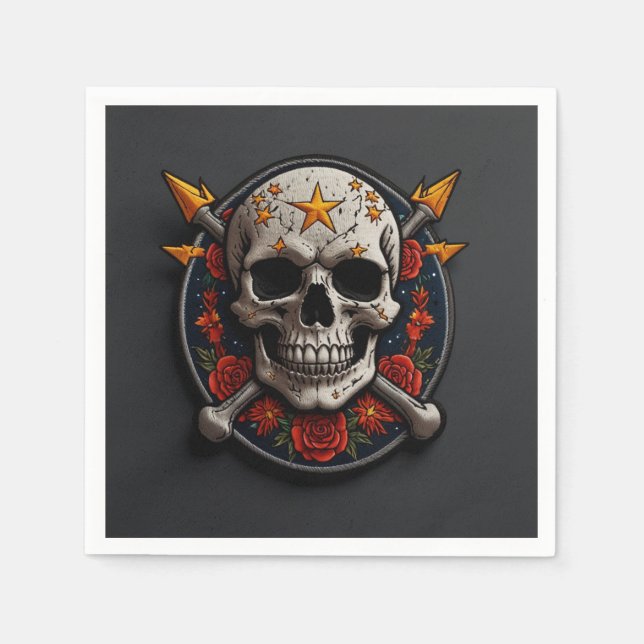 Guardanapo De Papel Patch Rock & Roll Skull (Frente)