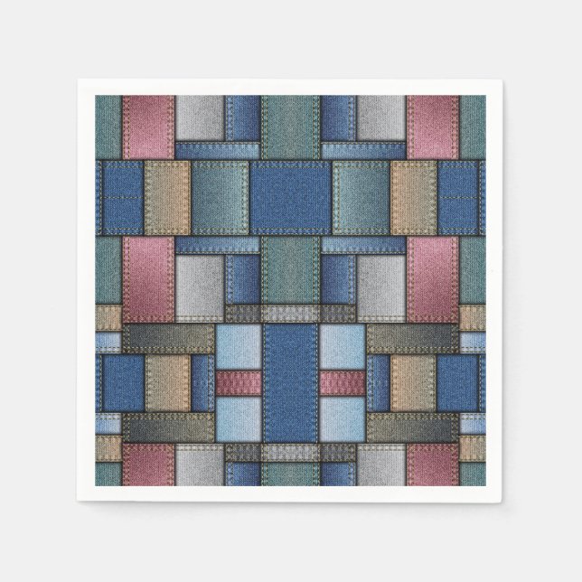 Guardanapo De Papel Patchwork de Denim (Frente)