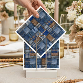 Guardanapo De Papel Patchwork Western Denim Bear Blue Jean Baby Shower
