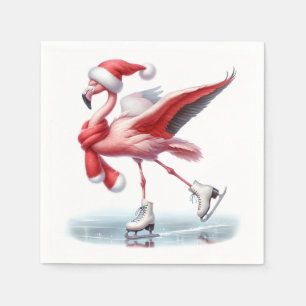 Guardanapo De Papel Patinação De Gelo Do Flamingo De Natal