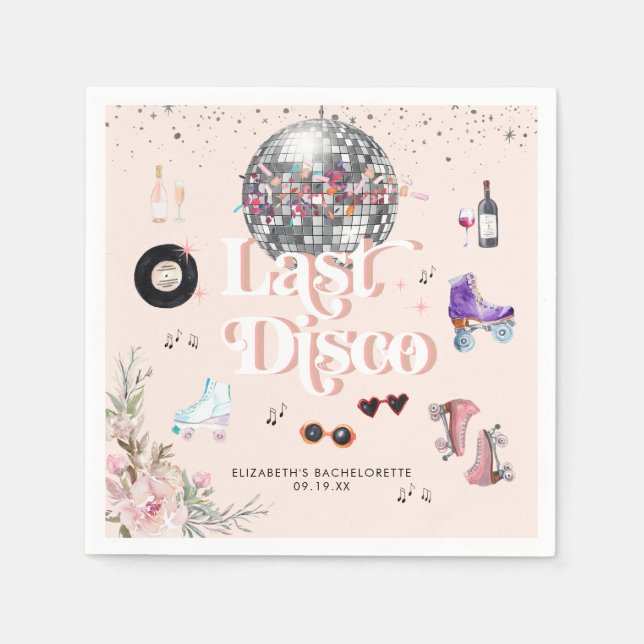 Guardanapo De Papel Patinação sobre Rodas Disco Retro | Despedida de S (Frente)