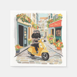 Guardanapo De Papel Patinete preto rabiscado ruas da cidade europeias