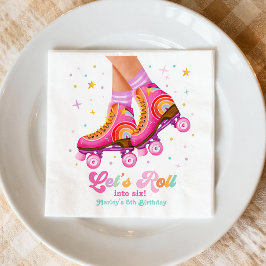 Guardanapo De Papel Patins Vamos Rolar Menina de Aniversário de Patina