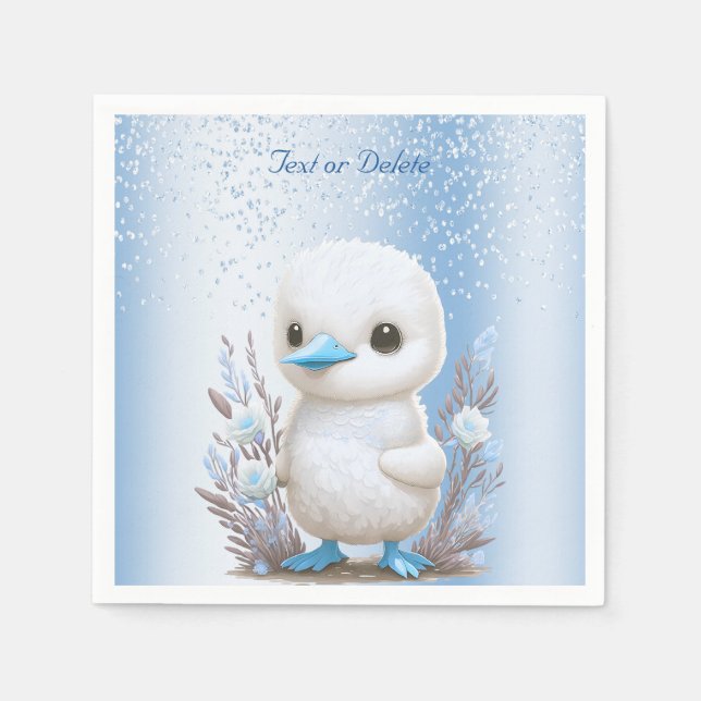 Guardanapo De Papel Pato Branco Azul Nápoles Floral (Frente)