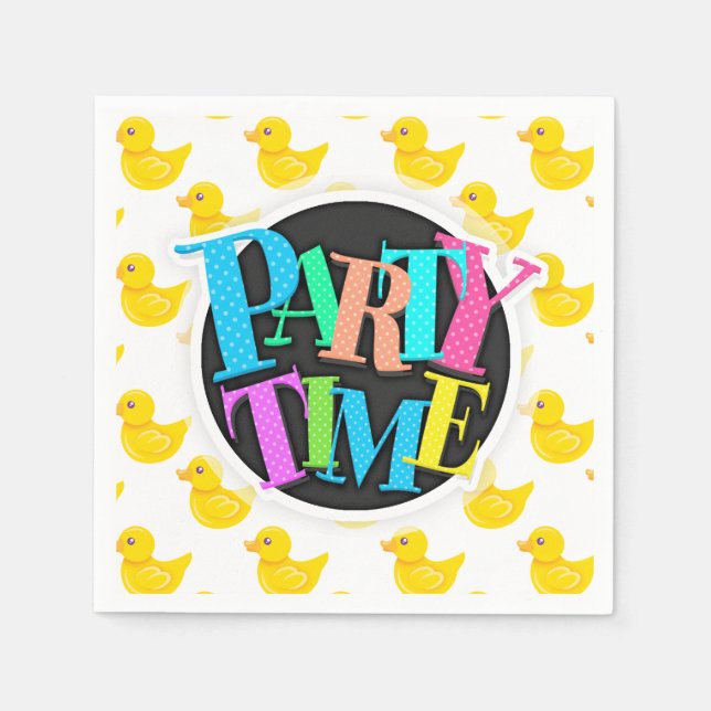 Guardanapo De Papel Pato de Borracha Amarelo e Branco, Ducky (Frente)