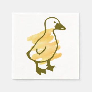 Guardanapo De Papel Pato engraçado pintado em aquarela em amarelo