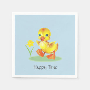 Guardanapo De Papel Pato Feliz em Azul Claro