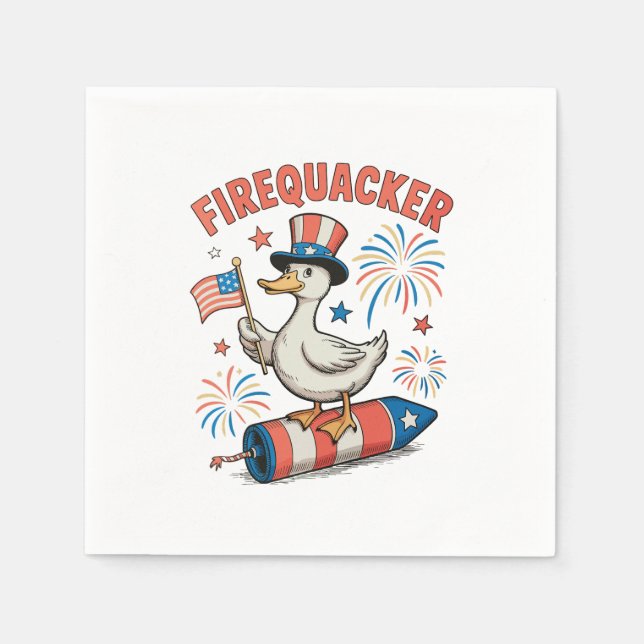 Guardanapo De Papel Pato Patriótico Firequacker 4 de Julho 250º (Frente)