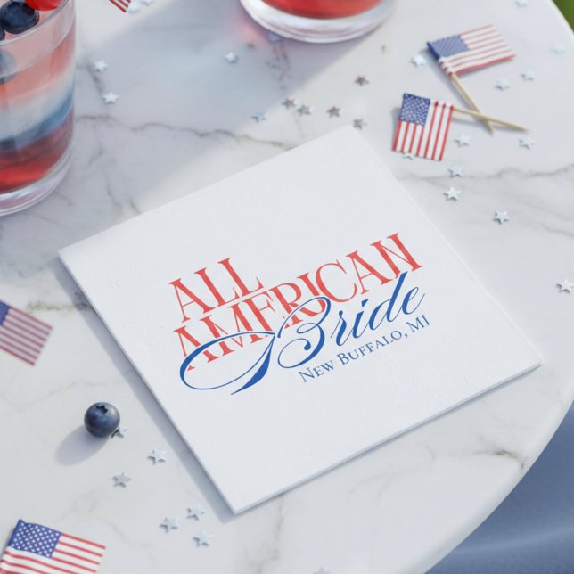 Guardanapo De Papel Patriotic All American Bride Bachelorette (Patriotic All American Bride Bachelorette Napkins)