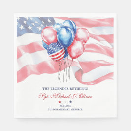 Guardanapo De Papel Patriotic Flag & Balloons Military Retirement