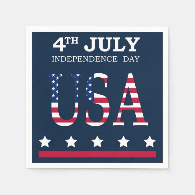 Guardanapo De Papel Patriótico 4 de julho Bandeiras Americanas Strips (Frente)