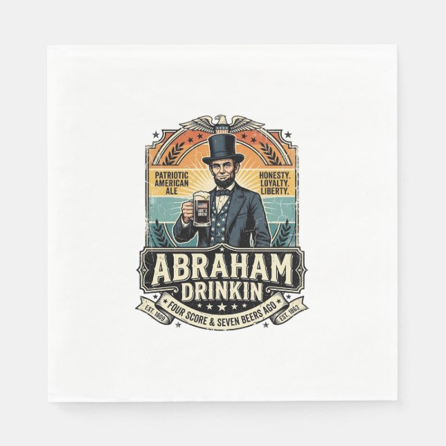 Guardanapo De Papel Patriótico Abraham Bebendo Retro Desgastado (Frente)