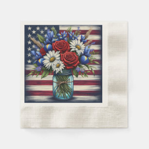 Guardanapo De Papel Patriótico, floral Americano angustiado