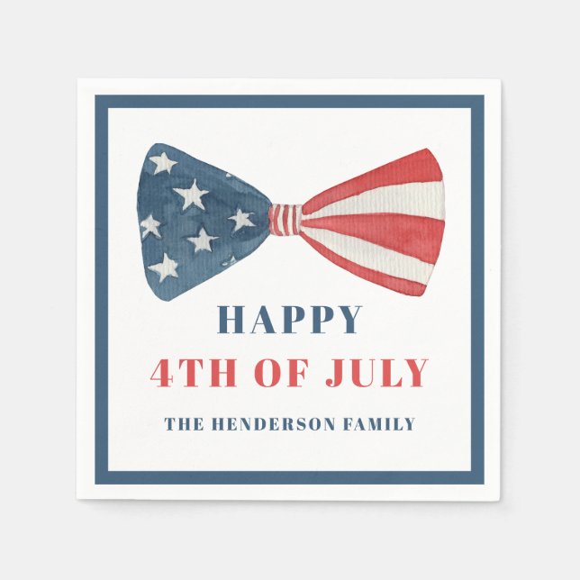 Guardanapo De Papel Patriótico Vermelho, Branco E Azul Arco 4 De Julho (Frente)
