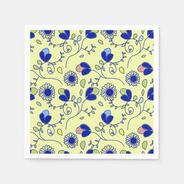Guardanapo De Papel Patrón boho floral (Frente)