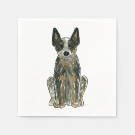 Guardanapo De Papel Pau Azul ACD Pecuária Cão Cachorro Aquarela Art Na