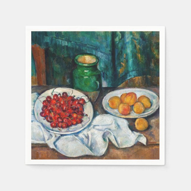 Guardanapo De Papel Paul Cezanne - Ainda vive com cerejas e caçadores (Frente)
