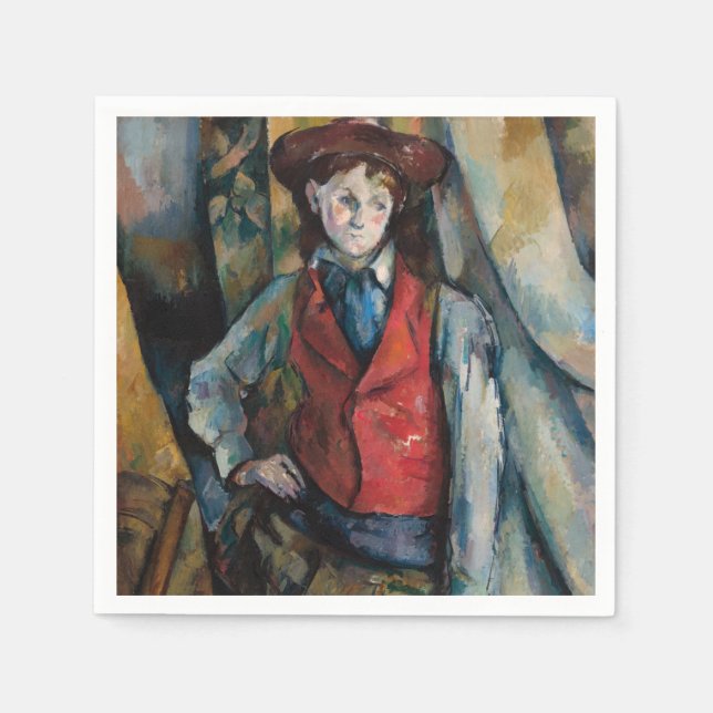 Guardanapo De Papel Paul Cezanne - Menino no Colete Vermelho (Frente)