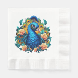 Guardanapo De Papel Pavão Com Rosas Pêssego