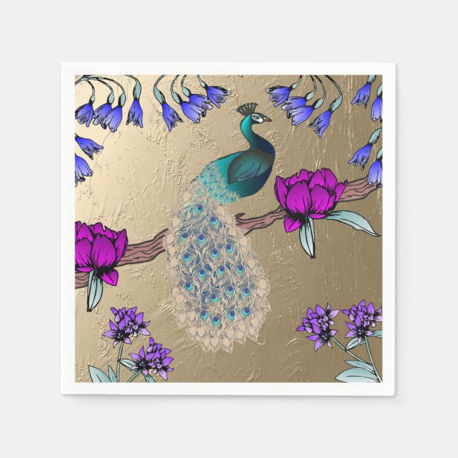 Guardanapo De Papel Pavão Dourado (Frente)