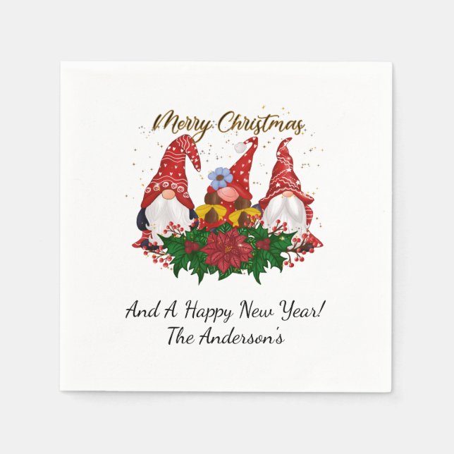 Guardanapo De Papel Paviais dos Gnomos Poinsettia Whimsso (Frente)