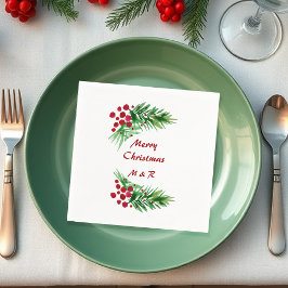 Guardanapo De Papel Pavimento De Pinheiros Com Aquarela Pintada À Mão,