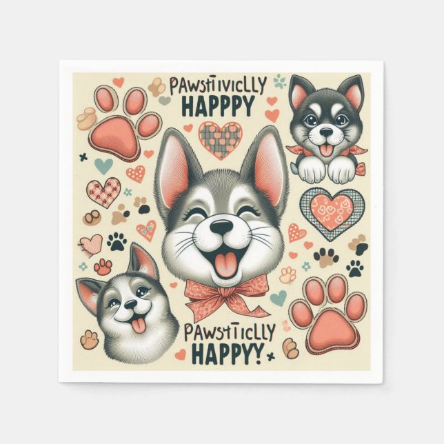 Guardanapo De Papel Pawsily Happy (Frente)