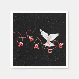 Guardanapo De Papel Paz de Natal com Pombo e Flocos de Neve