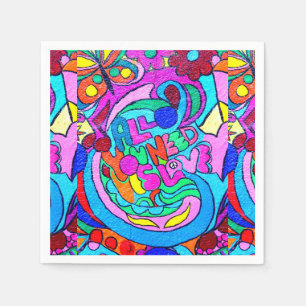 Guardanapo De Papel paz e loveg coloridos groovy
