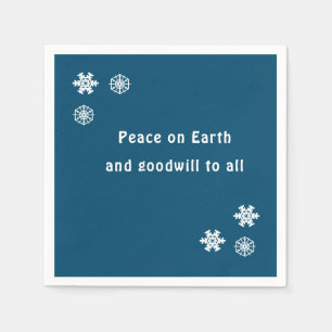 Guardanapo De Papel Paz na Terra Floco de Neve Azul Minimalista Napkin