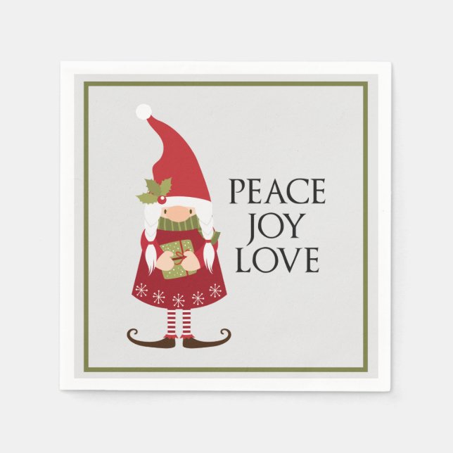Guardanapo De Papel Peace Joy Love Girl Holiday (Frente)