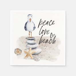 Guardanapo De Papel Peace Love Beach Seagull Coastal