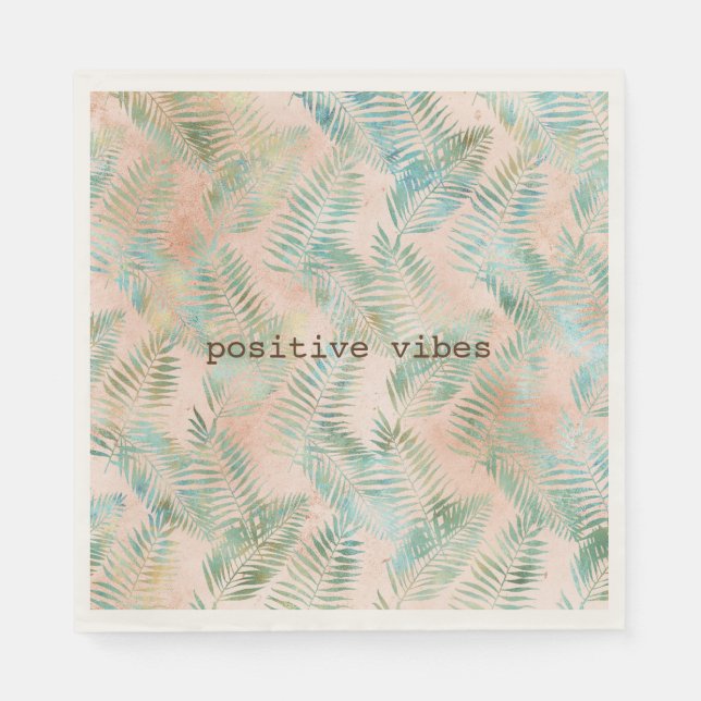 Guardanapo De Papel Peach Aqua Green Tropical Folhas (Frente)