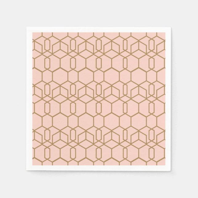 Guardanapo De Papel Peach Blush & Gold Moderno Boho Geométrico Glam (Frente)