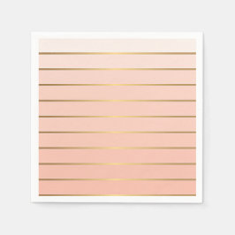 Guardanapo De Papel Peach Blush Ombre e Dourado Papel Strik Napkins