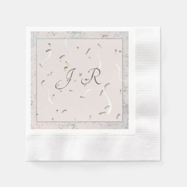 Guardanapo De Papel Peach & Cinza Marble Monogramas Napkins (Frente)