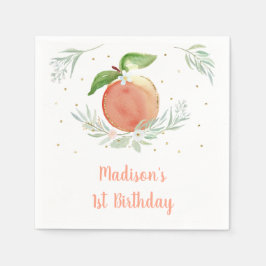 Guardanapo De Papel Peach Dourado Floral Birthday